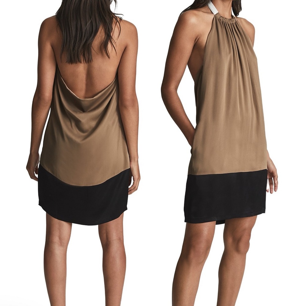 NWT, Reiss PASCAL HALTERNECK SATIN MINI, size 10